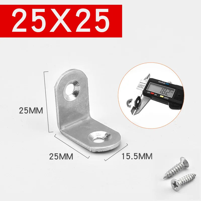 connector Corner Bracket Brace Stainless Steel Brackets 90 Angle iron Joint Fastener Shelf Support for Furniture Cabinet Screens