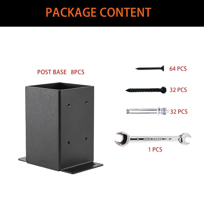 4x4 Post Base, Post Brackets(Inner Size 3.6"x3.6"),Black Powder Coated Heavy Thick Steel Post Anchor for Deck Porch Handrail Fen