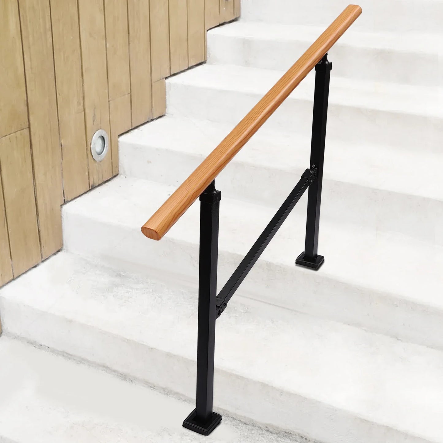 3-Step Handrail Stepladder Staircase Handrails 600lbs Load-bearing Simple Installation For Outdoor