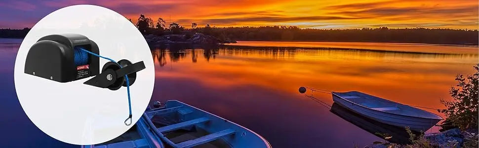 Electric Boat Anchor Winch Kit 12V with 100ft Anchor Rope Remote Control Heavy Duty Towing Winches for 24ft Fishing Boat