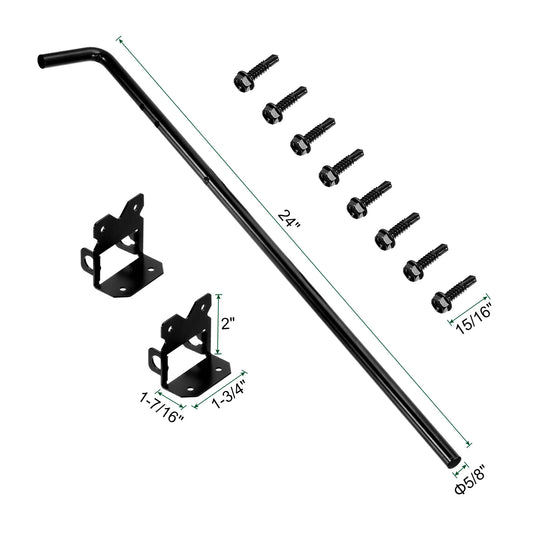 1/2set 24" Cane Bolt Gate Drop Rod for Wood Fence Iron Gate Hardware Ground Latch for Wooden Fence and Holding Door Holding Gate