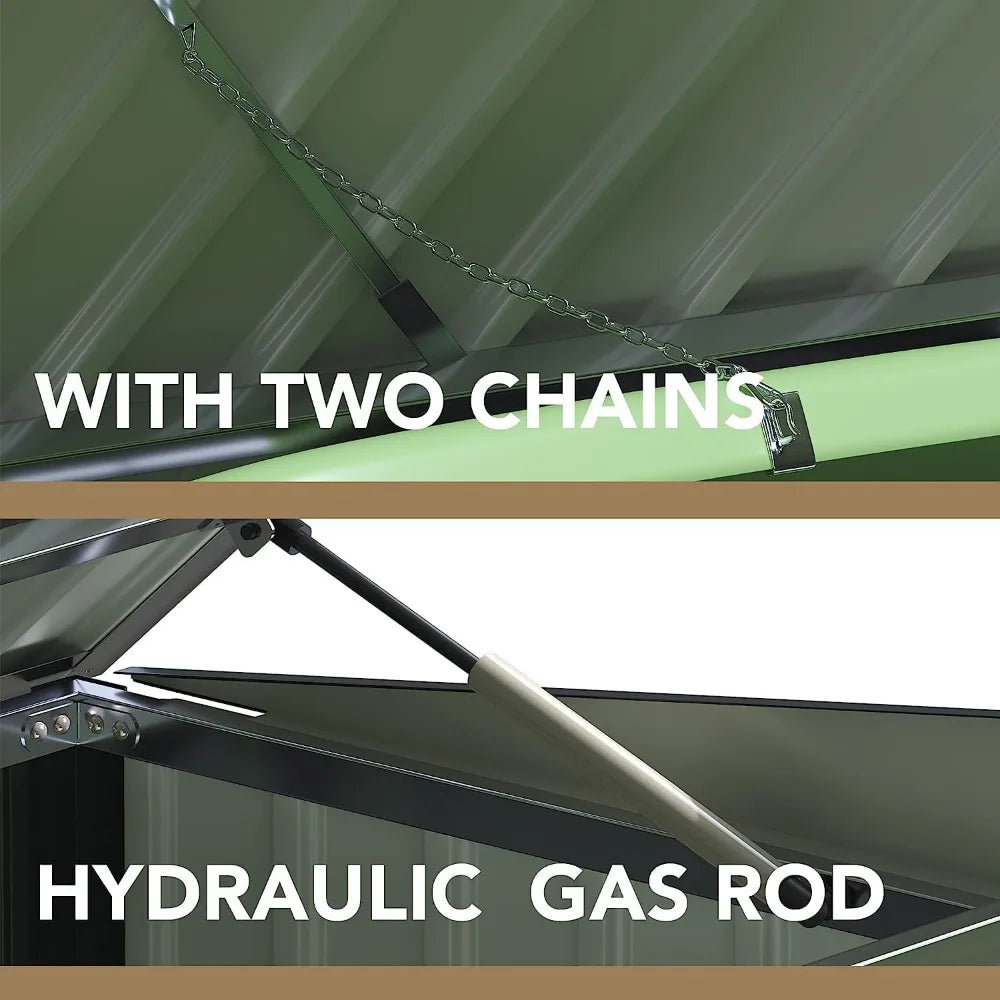 Outdoor Storage Shed 5.8 x 3.3 FT Metal Trash Shed Waterproof Outside Storage with Lid Chain Hydraulic Gas Rod for Trash Cands