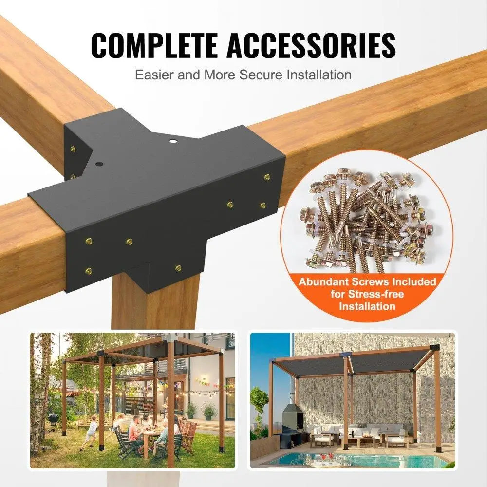 Heavy Duty 4 Way Corner Bracket Kit for 4x4 Wood Posts DIY Pergola Gazebo Patio Cabin Hardware 2pcs