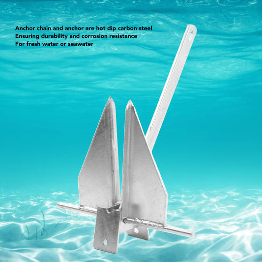 13lb Ship Anchor Kit Carbon Steel Heavy Duty Fluke Style Boat Anchor with Nylon Rope Chain for Fresh Water Sea Ship Supplies