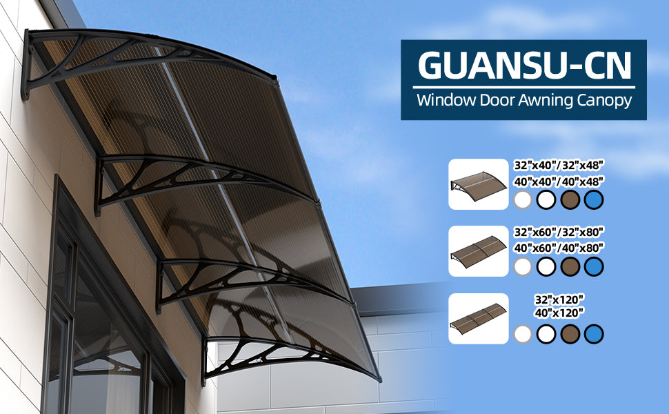 Awning Canopy for Door Window UV Rain Snow Sunlight Protection Polycarbonate Hollow Sheet Outdoor canopy Easy Install