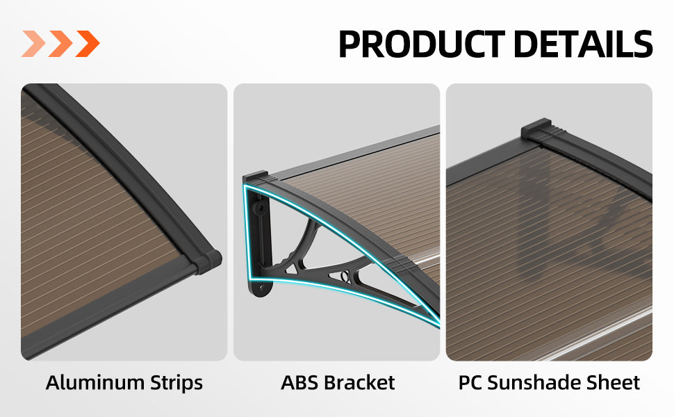 Awning Canopy for Door Window UV Rain Snow Sunlight Protection Polycarbonate Hollow Sheet Outdoor canopy Easy Install