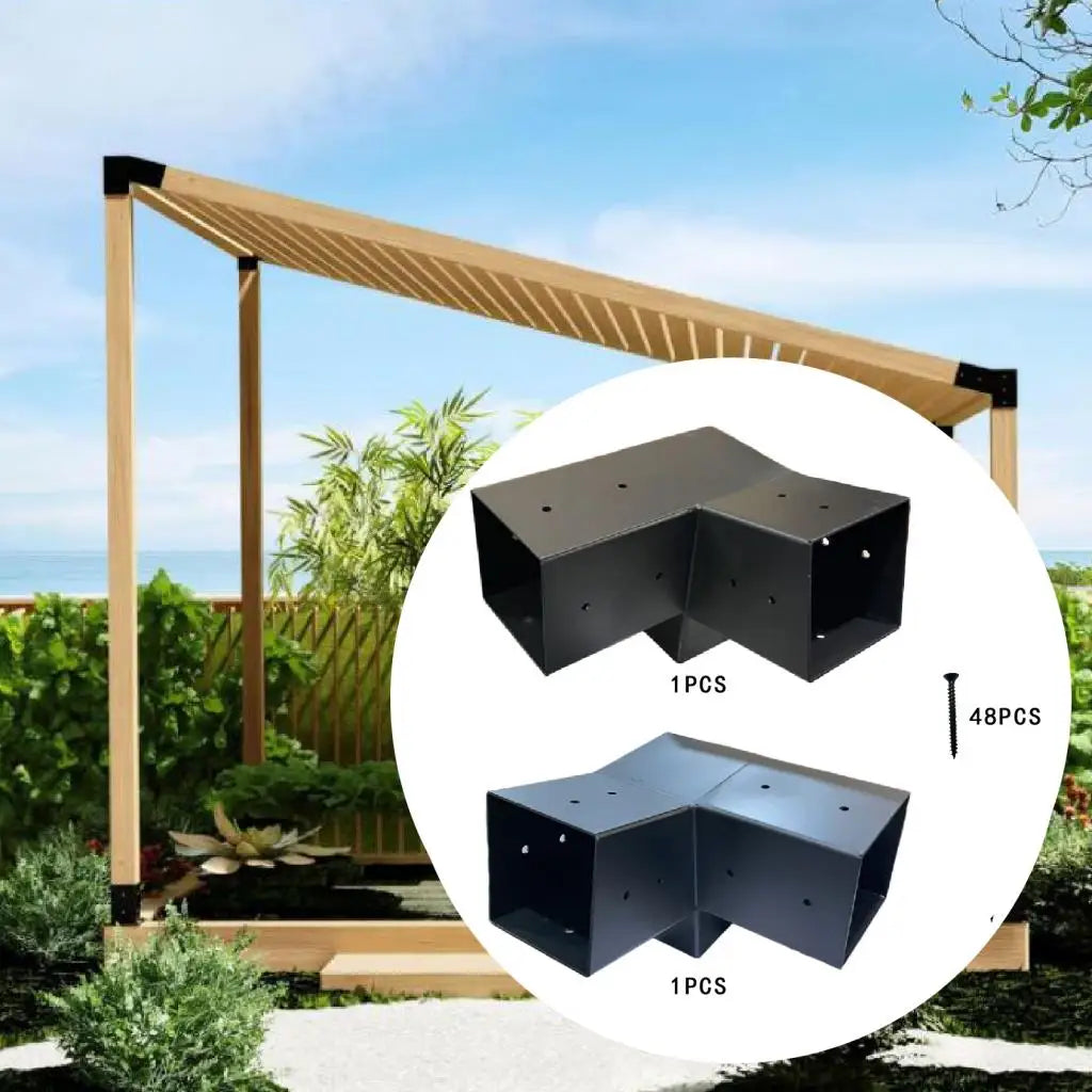 15 Degree 3-Way Steel Pergola Bracket Set Outdoor Home Courtyard Backyard Screw Mounting Hardware for DIY Pergola Projects