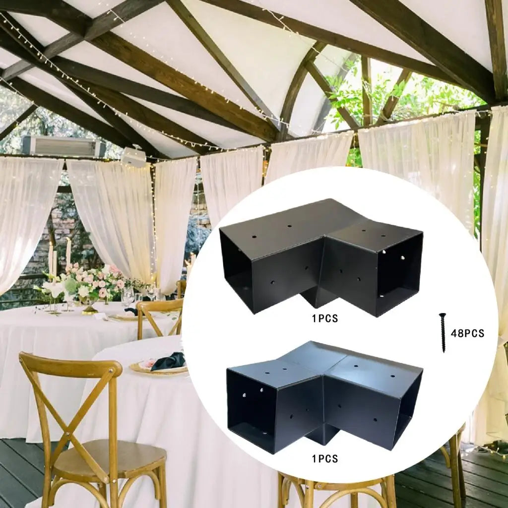 15 Degree 3-Way Steel Pergola Bracket Set Outdoor Home Courtyard Backyard Screw Mounting Hardware for DIY Pergola Projects