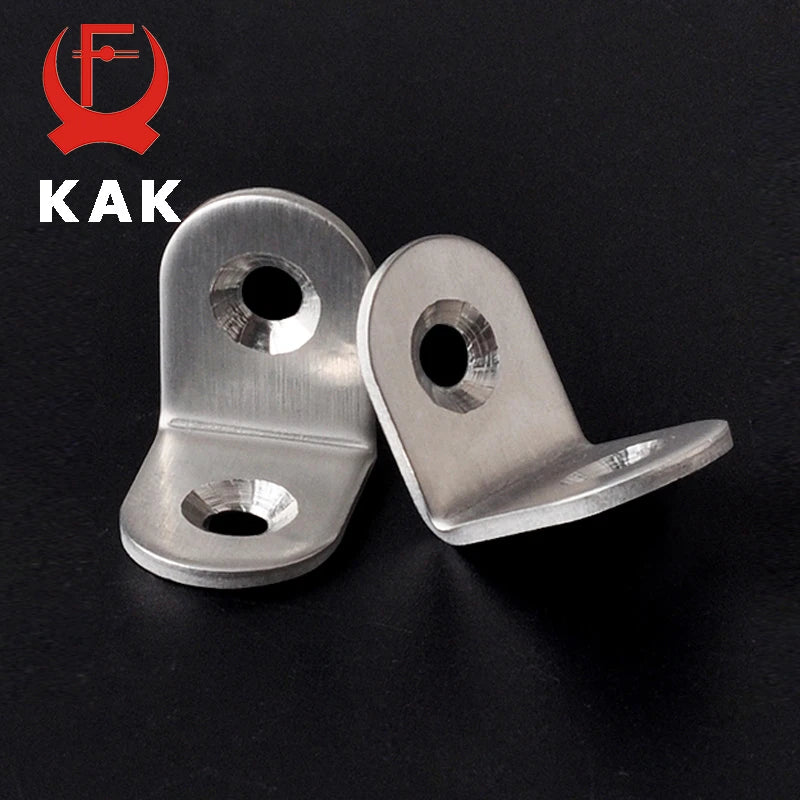 KAK 10PCS Stainless Steel Angle Corner Brackets Fasteners Protector Seven Size Corner Stand Supporting Furniture Hardware