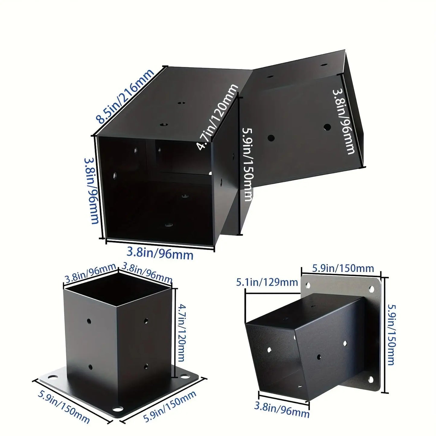 15 Degree 3-Way Steel Pergola Bracket Set Outdoor Home Courtyard Backyard Screw Mounting Hardware for DIY Pergola Projects