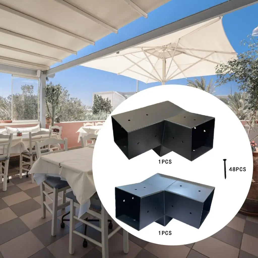 15 Degree 3-Way Steel Pergola Bracket Set Outdoor Home Courtyard Backyard Screw Mounting Hardware for DIY Pergola Projects