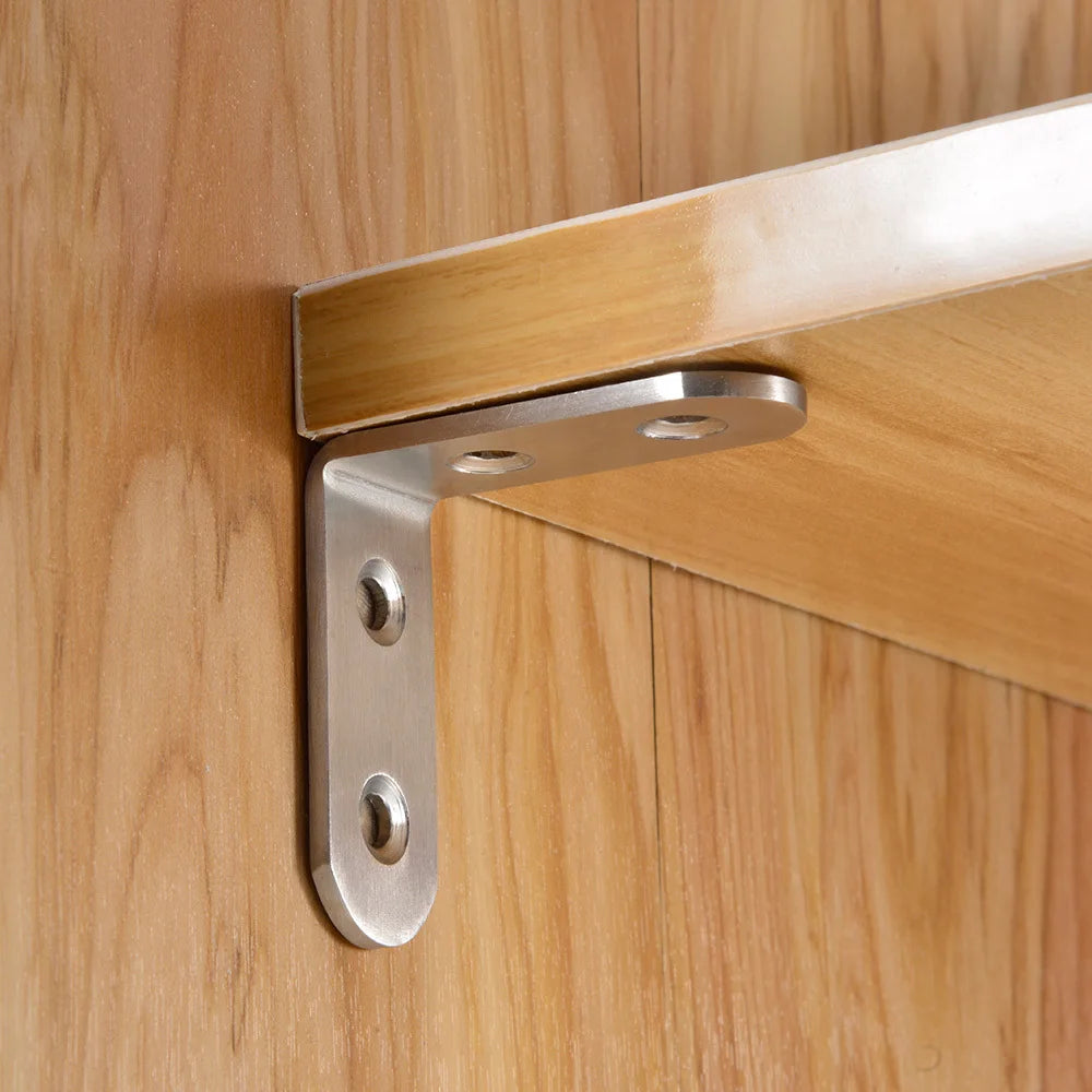 KAK 10PCS Stainless Steel Angle Corner Brackets Fasteners Protector Seven Size Corner Stand Supporting Furniture Hardware