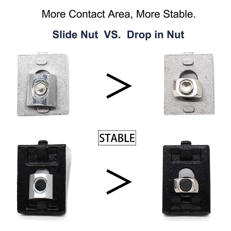 2020 Series Aluminum Profile Connector Set, 20 Pcs Corner Bracket, 40 Pcs T Nuts and Hex Screw Bolt for Slot 6mm Aluminum Profil