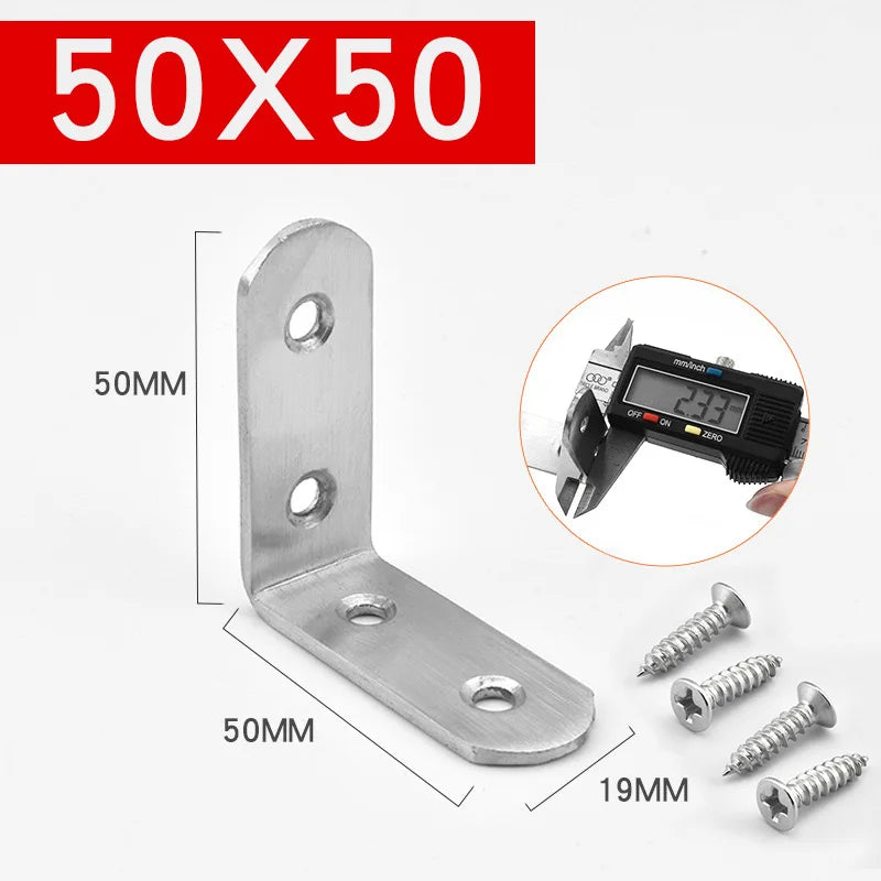 connector Corner Bracket Brace Stainless Steel Brackets 90 Angle iron Joint Fastener Shelf Support for Furniture Cabinet Screens