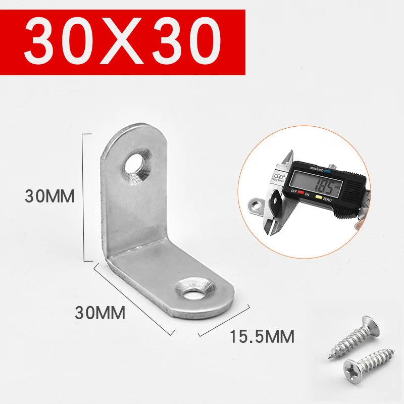 connector Corner Bracket Brace Stainless Steel Brackets 90 Angle iron Joint Fastener Shelf Support for Furniture Cabinet Screens