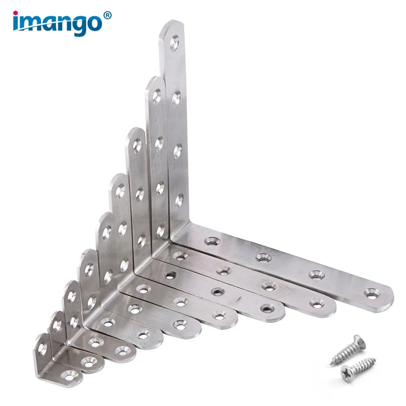 connector Corner Bracket Brace Stainless Steel Brackets 90 Angle iron Joint Fastener Shelf Support for Furniture Cabinet Screens
