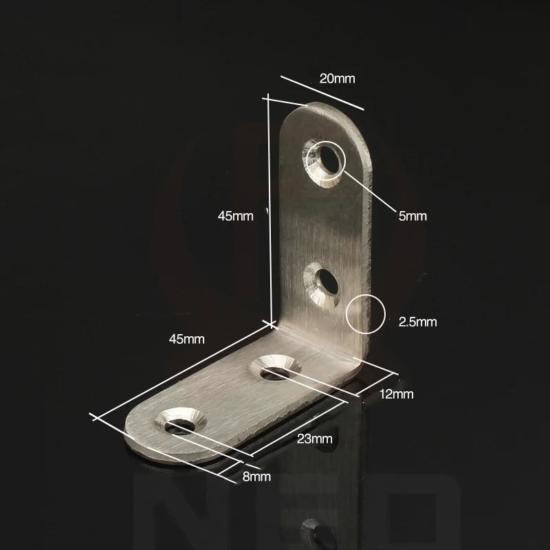KAK 10PCS Stainless Steel Angle Corner Brackets Fasteners Protector Seven Size Corner Stand Supporting Furniture Hardware