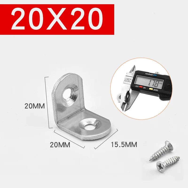 connector Corner Bracket Brace Stainless Steel Brackets 90 Angle iron Joint Fastener Shelf Support for Furniture Cabinet Screens