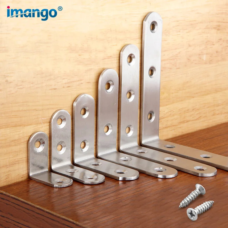 connector Corner Bracket Brace Stainless Steel Brackets 90 Angle iron Joint Fastener Shelf Support for Furniture Cabinet Screens