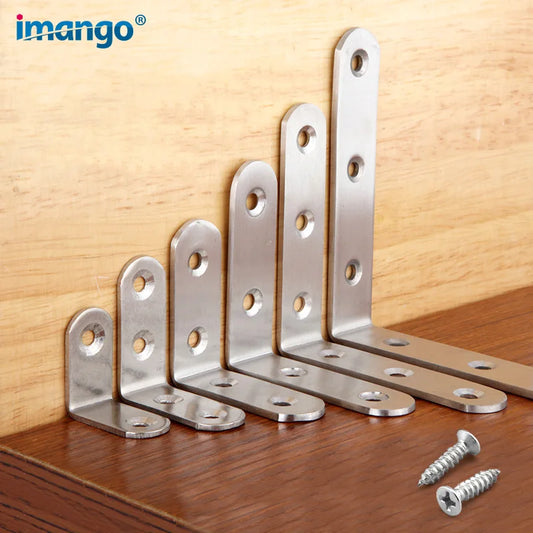 connector Corner Bracket Brace Stainless Steel Brackets 90 Angle iron Joint Fastener Shelf Support for Furniture Cabinet Screens