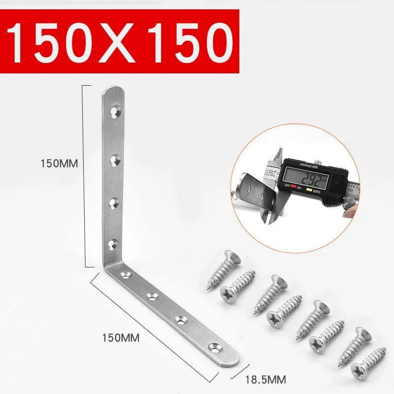 connector Corner Bracket Brace Stainless Steel Brackets 90 Angle iron Joint Fastener Shelf Support for Furniture Cabinet Screens
