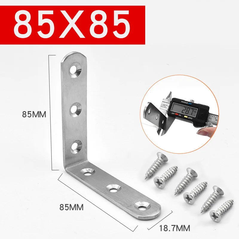 connector Corner Bracket Brace Stainless Steel Brackets 90 Angle iron Joint Fastener Shelf Support for Furniture Cabinet Screens