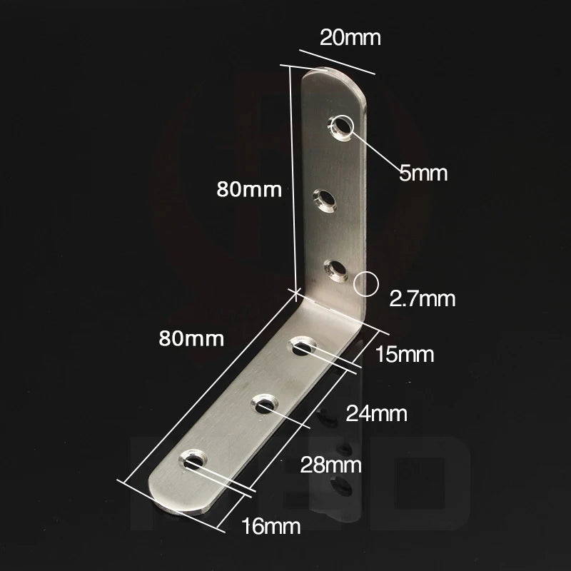 KAK 10PCS Stainless Steel Angle Corner Brackets Fasteners Protector Seven Size Corner Stand Supporting Furniture Hardware