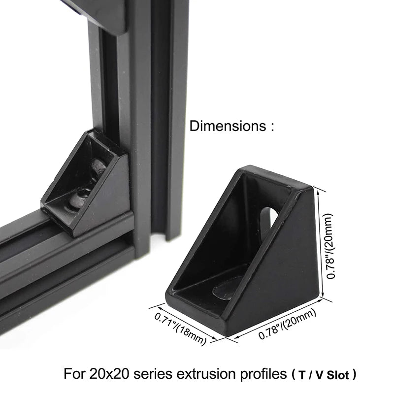 20Sets Corner Bracket, 40Pcs Drop in T Nuts and Hex Screw Bolt for Slot 6mm 2020 Series Aluminum Extrusion Profile Accessories