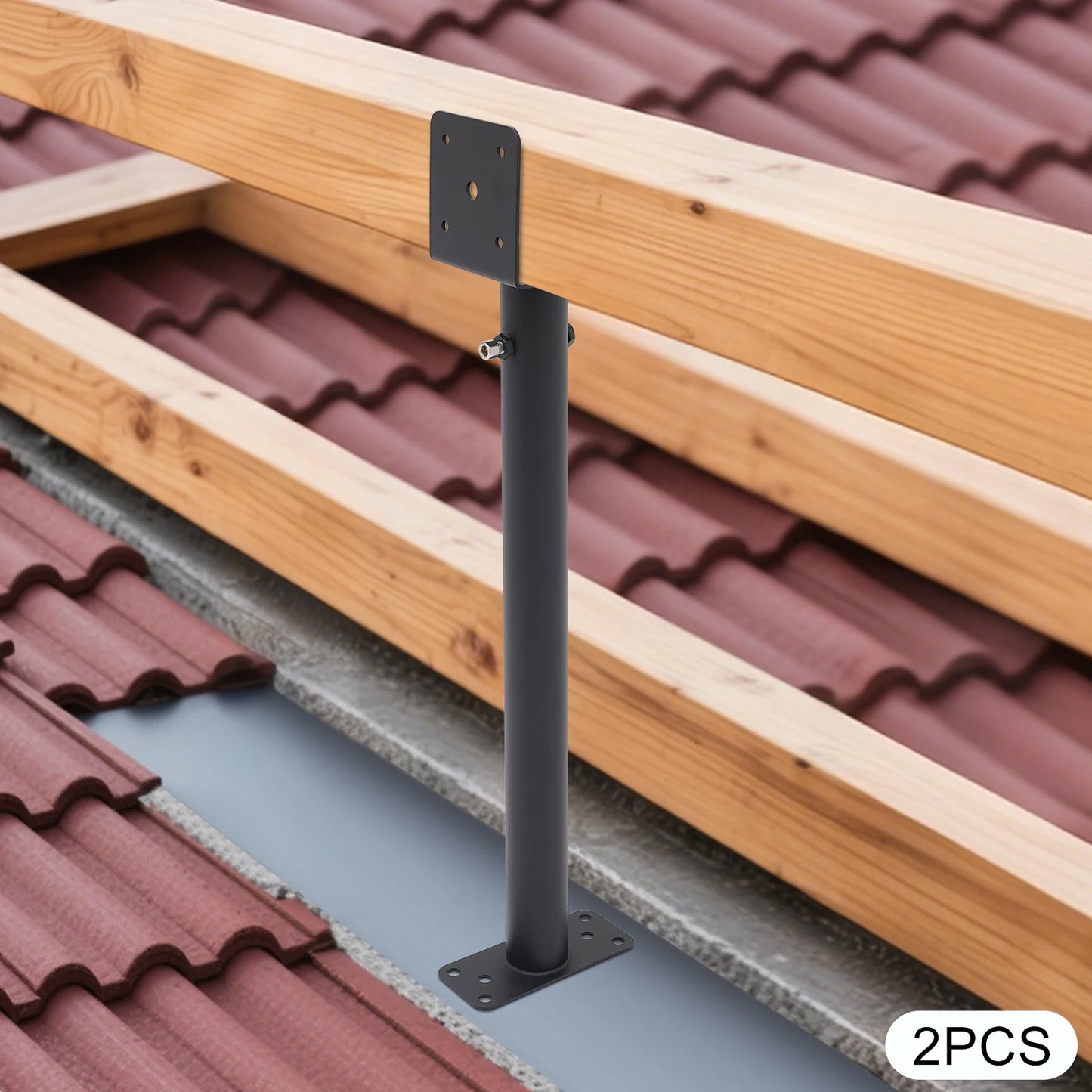 2PCS 304 Stainless Steel Roof Beam Bracket Kit, 360° Adjustable Post Cap for 4x4 4x6 Wood Beam, for Pergola Gazebo Carport