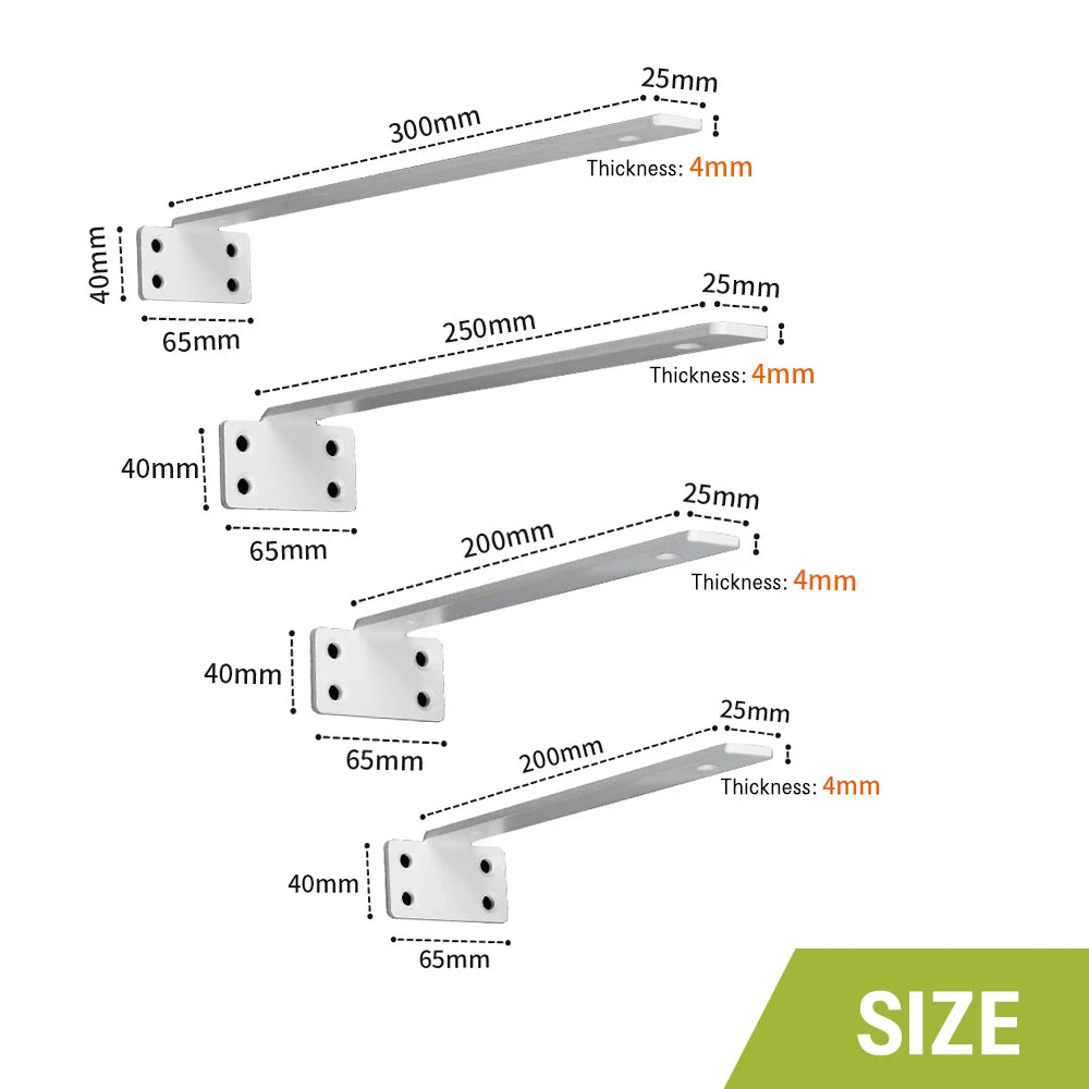 Floating Shelf Brackets Carbon Steel Wall Mount Invisible T Shelves Brackets for Bathroom and Kitchen Storage Support