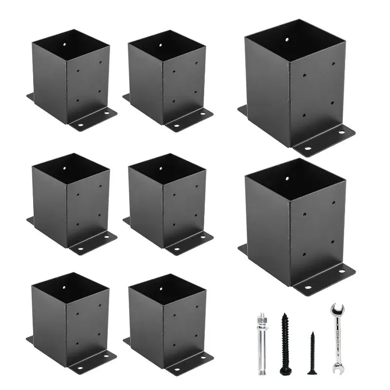 Authenticity guarantee.4x4 Post Base, Post Brackets(Inner Size 3.6"x3.6")，Black Powder Coated Heavy Thick Steel Post Anchor for