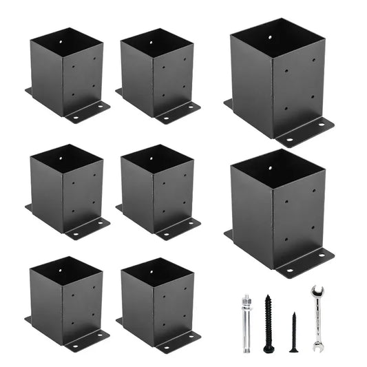 Authenticity guarantee.4x4 Post Base, Post Brackets(Inner Size 3.6"x3.6")，Black Powder Coated Heavy Thick Steel Post Anchor for