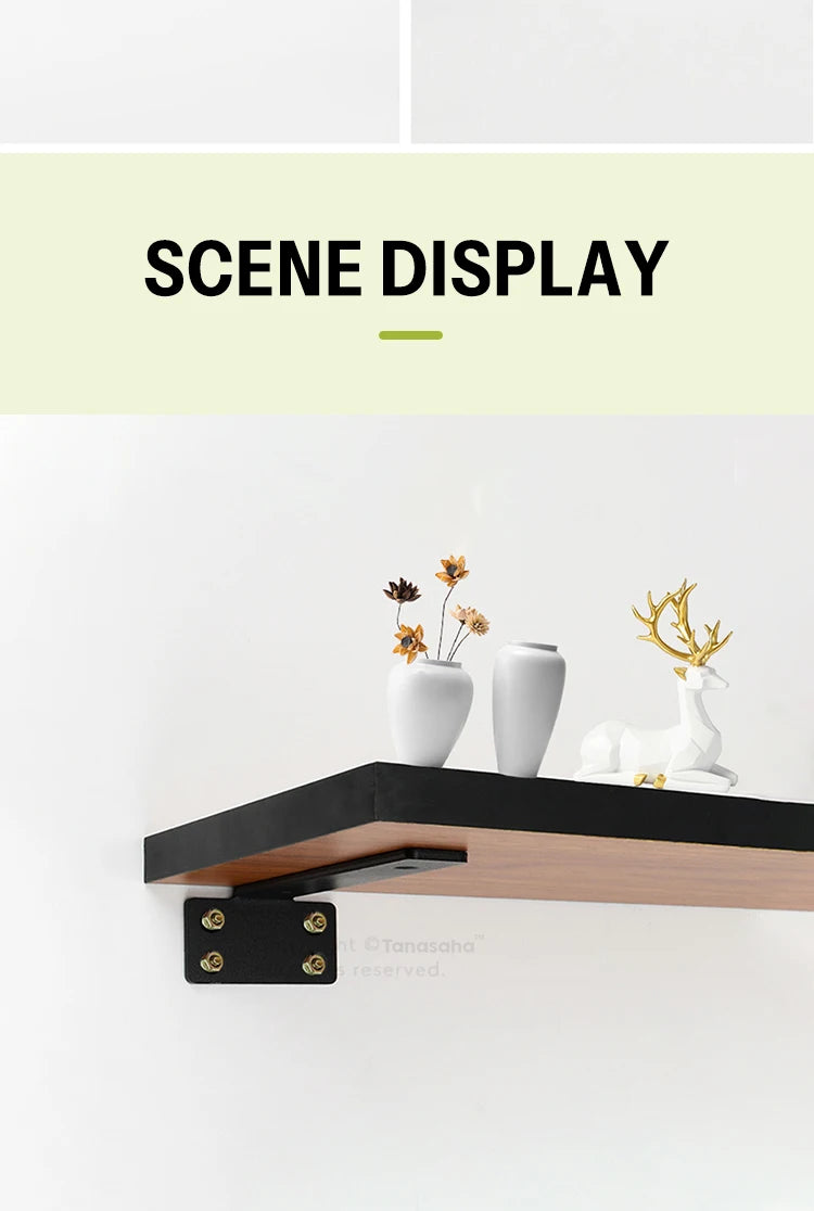 Floating Shelf Brackets Carbon Steel Wall Mount Invisible T Shelves Brackets for Bathroom and Kitchen Storage Support