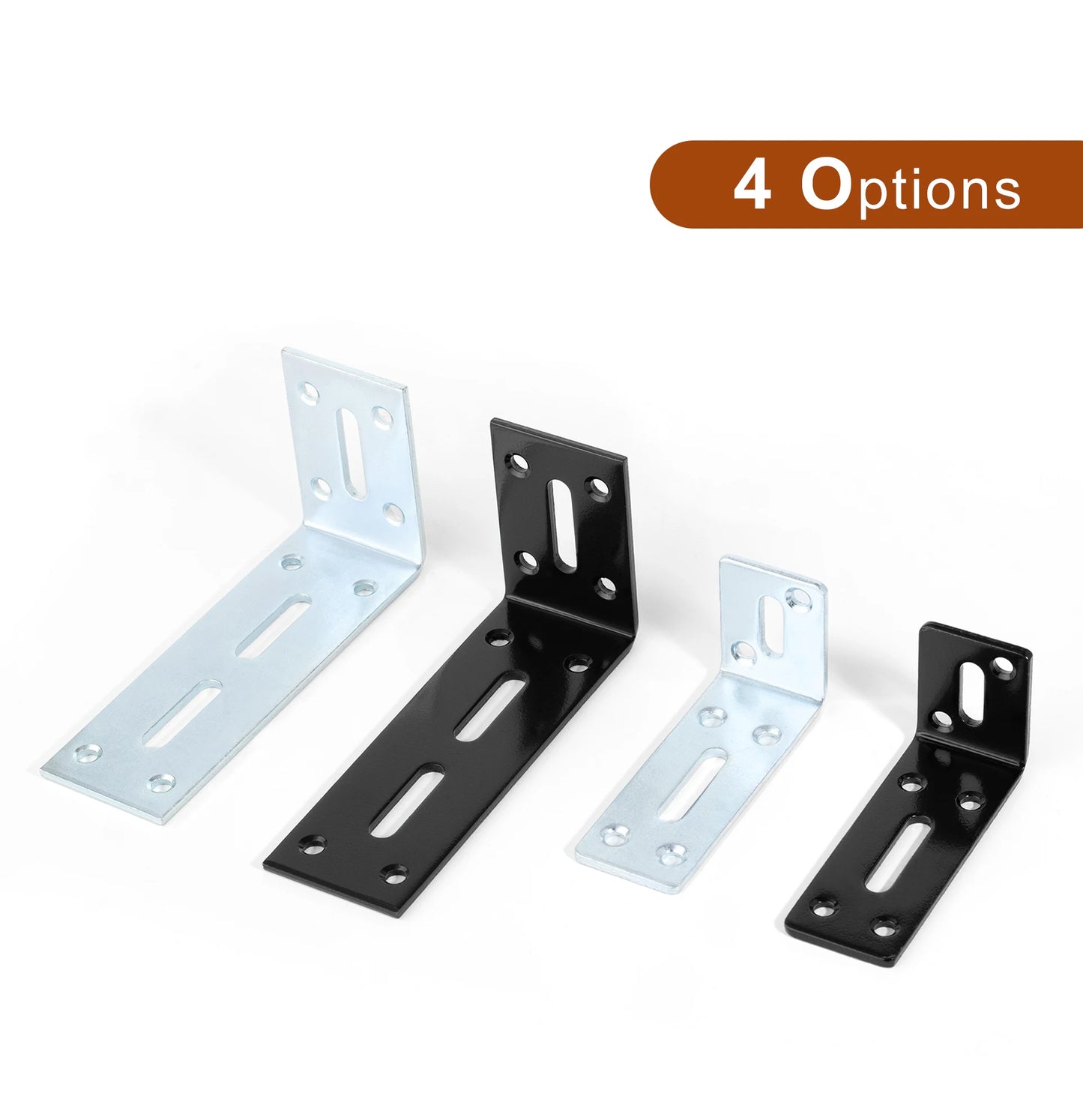 2pcs Adjustable L Shaped Metal Corner Bracket Iron Heavy Duty Black 90 Degree Angle Corner Shelf Brackets for Furniture Mounting