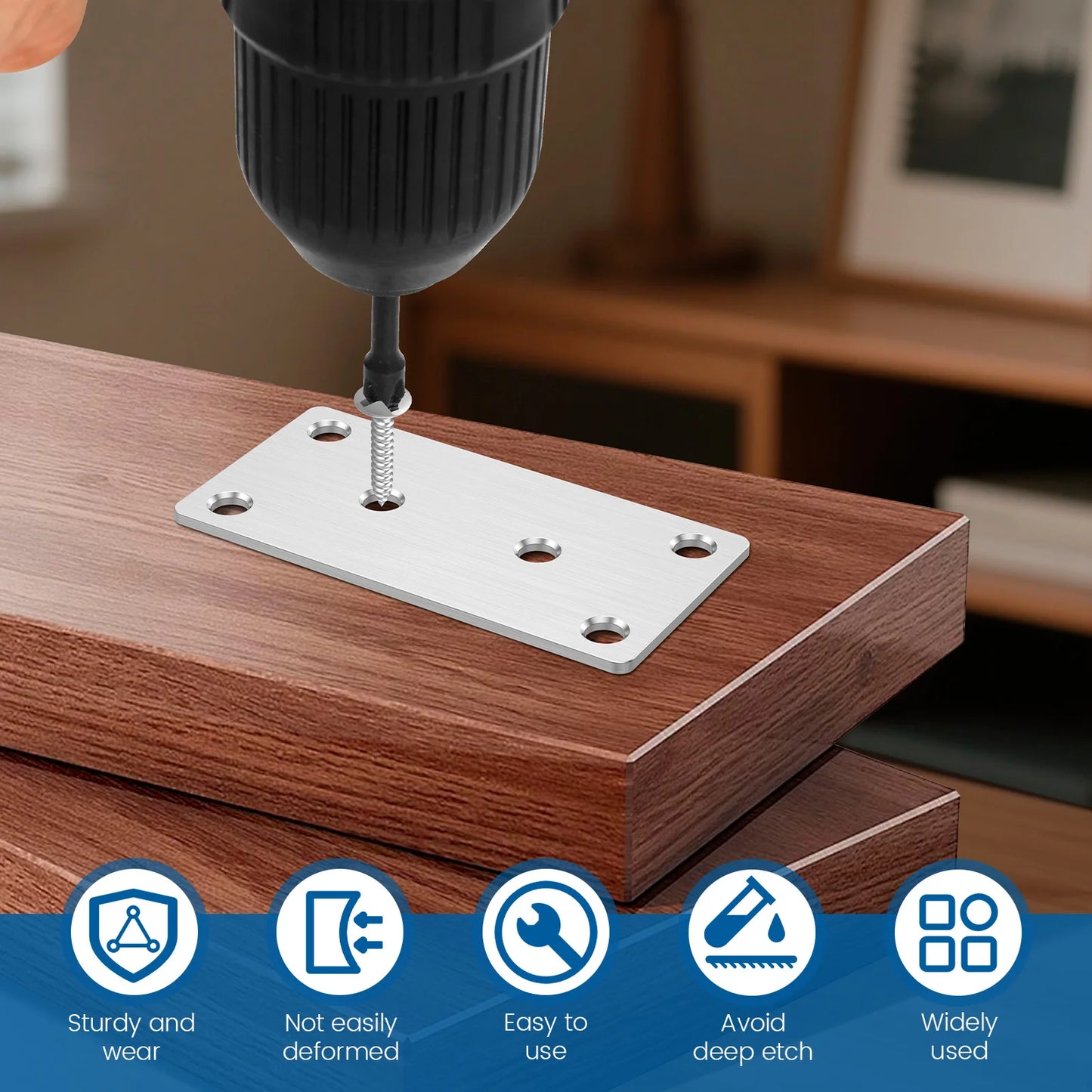 20Pcs Flat Brackets Heavy Duty Stainless Steel Mending Plates Sleeper Brackets for Fence Post and Timber Fixing and Joining