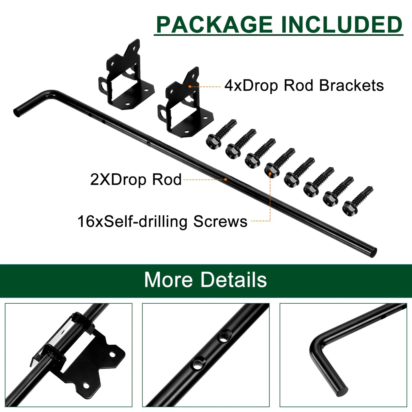 1/2set 24" Cane Bolt Gate Drop Rod for Wood Fence Iron Gate Hardware Ground Latch for Wooden Fence and Holding Door Holding Gate