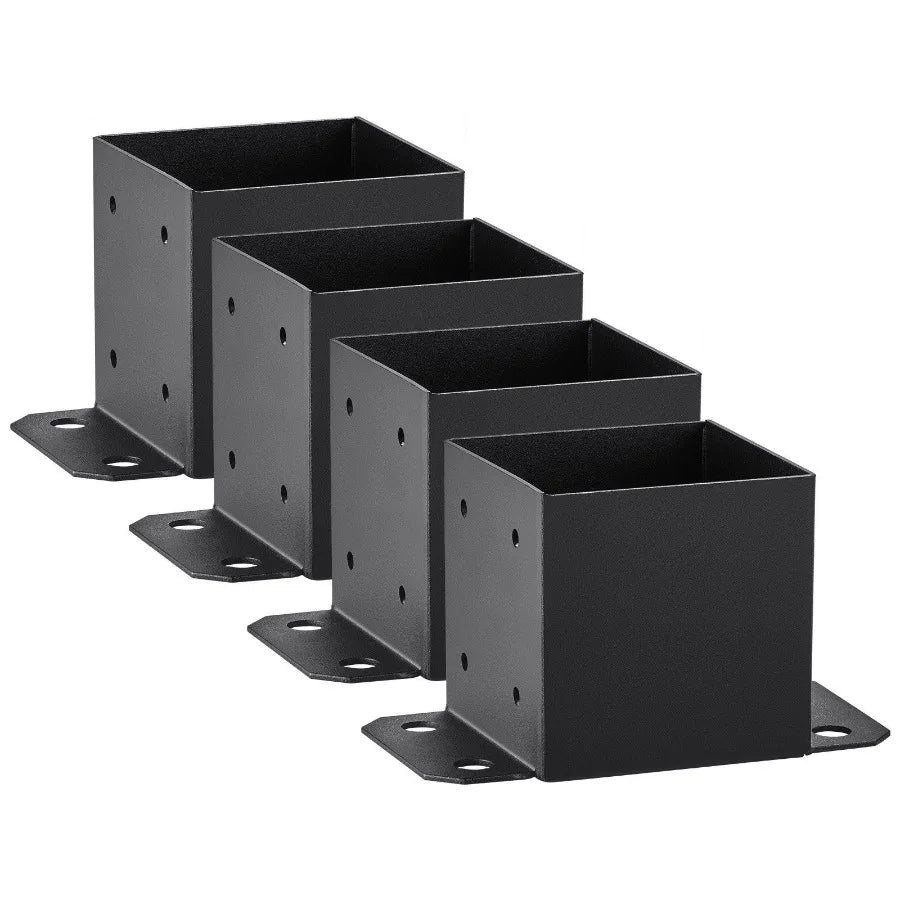 6x6 Post Base 4 Pcs Inner Size 5.6x5.6 Post Base Brackets Heavy Duty PowderCoated Post Anchor Matte Black Wood Post Brackets f