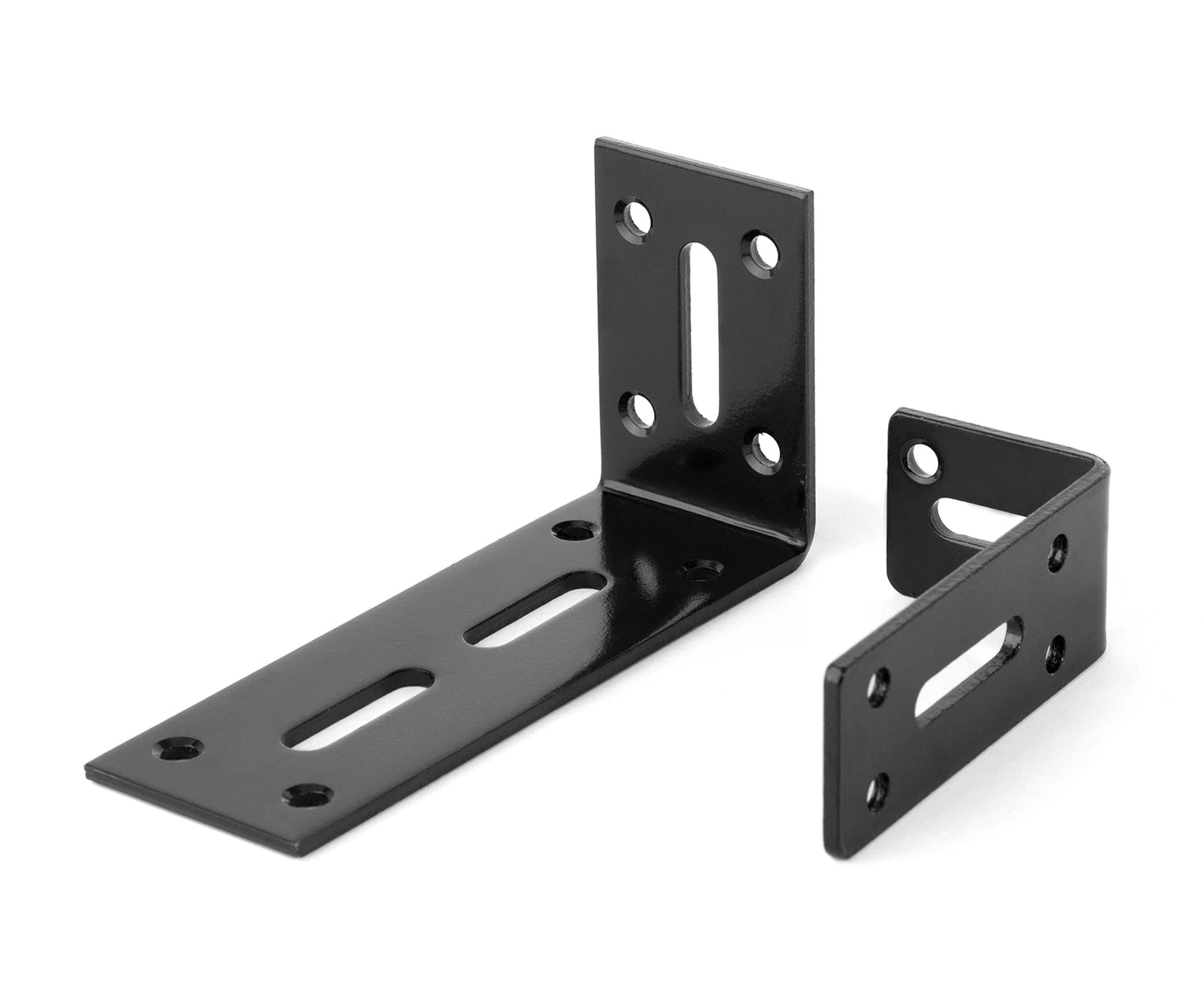 2pcs Adjustable L Shaped Metal Corner Bracket Iron Heavy Duty Black 90 Degree Angle Corner Shelf Brackets for Furniture Mounting