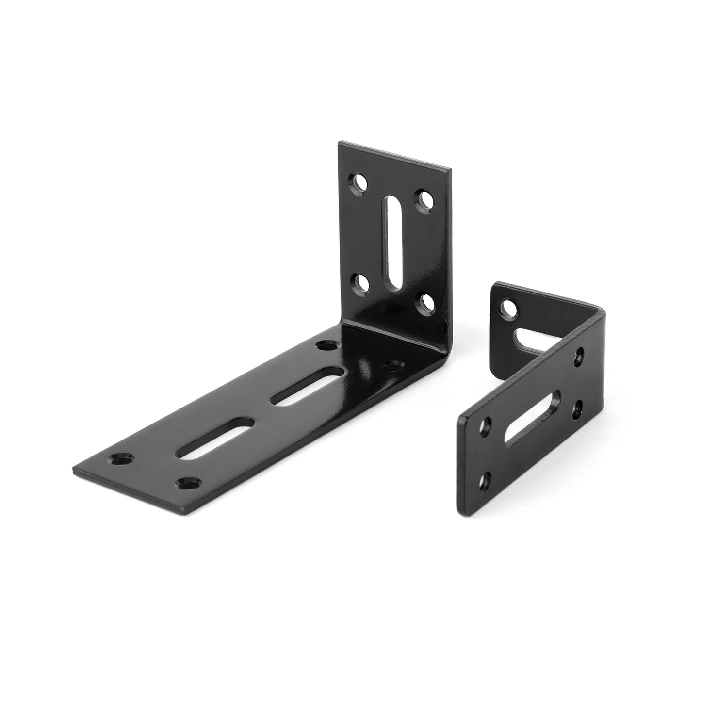 2pcs Adjustable L Shaped Metal Corner Bracket Iron Heavy Duty Black 90 Degree Angle Corner Shelf Brackets for Furniture Mounting