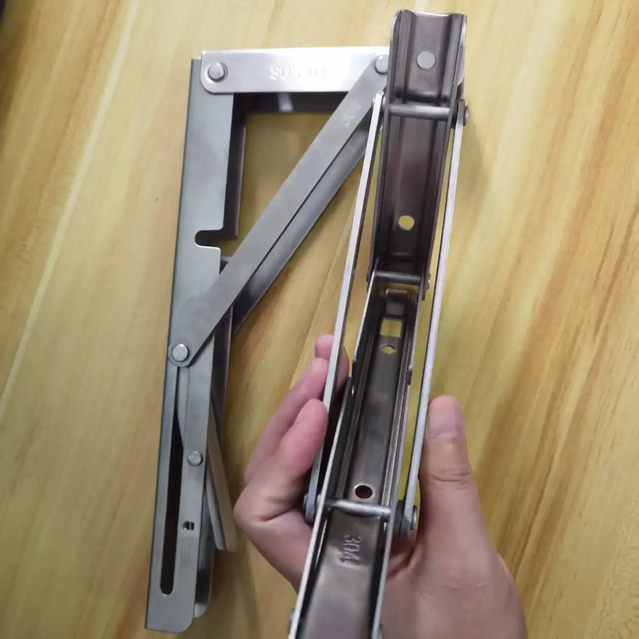 2Pcs 304 Stainless Steel Folding Table Stand Shelf Bench Heavy Duty Wall Shelf Bracket Right Angle Bracket Space Saving Thickene