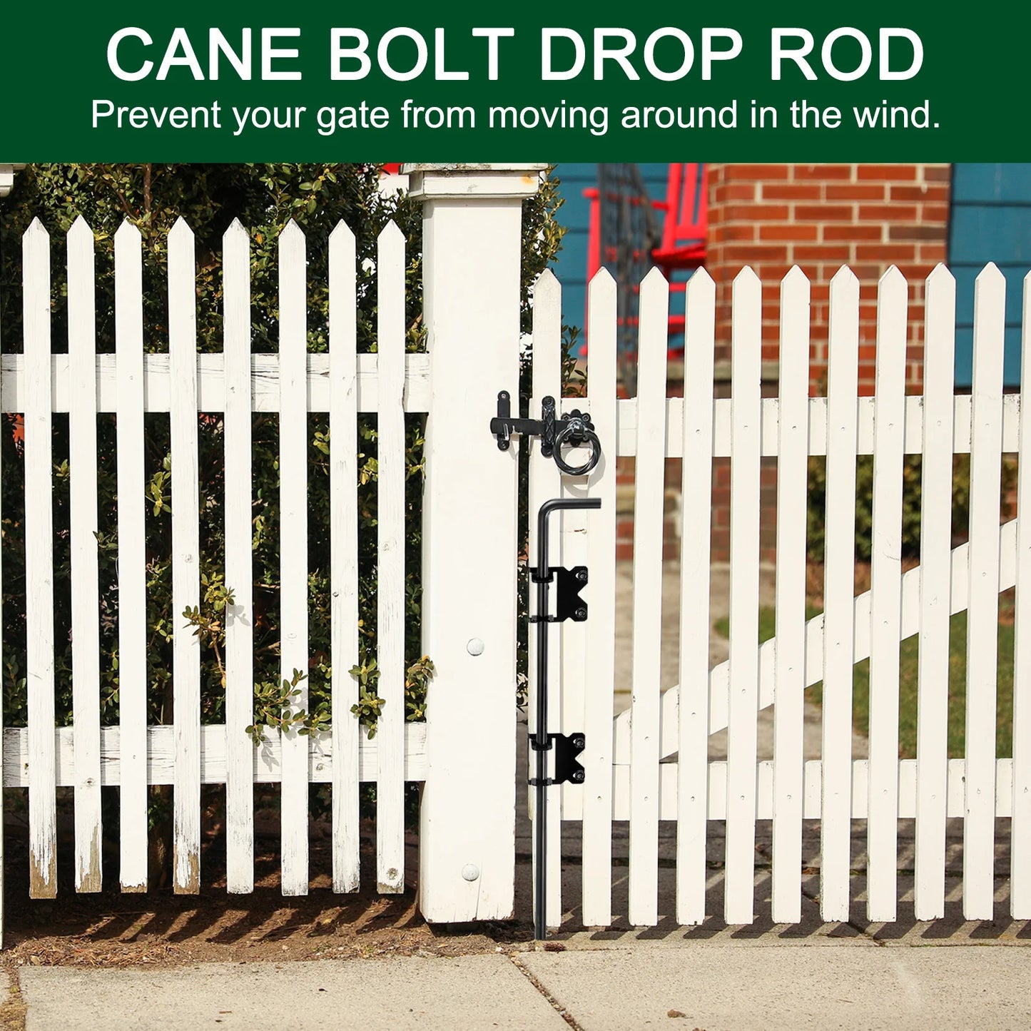 1/2set 24" Cane Bolt Gate Drop Rod for Wood Fence Iron Gate Hardware Ground Latch for Wooden Fence and Holding Door Holding Gate