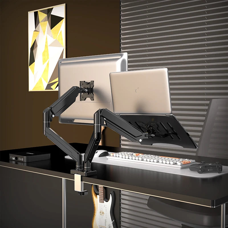 Dual Monitor Desk Mount up to 32 inches Screens Height Adjustable Monitor Stand, Heavy Duty Arm,VESA 75x75mm or 100x100mm, Black