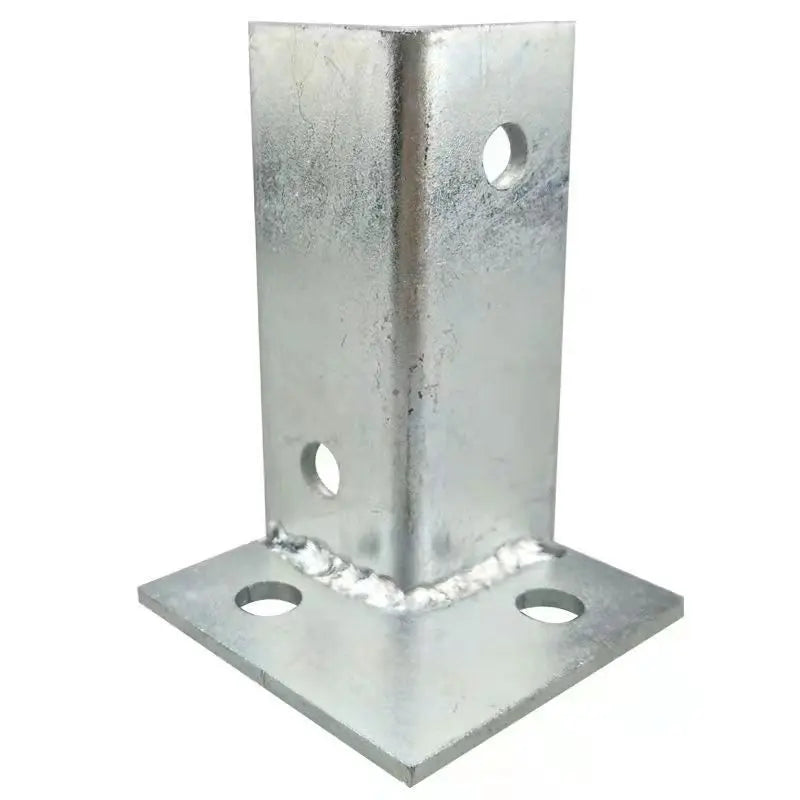 1 New Deal 4Pcs Galvanized 304 Stainless Steel 3 Sided Post Base Bracket With Screws And Floor Anchor