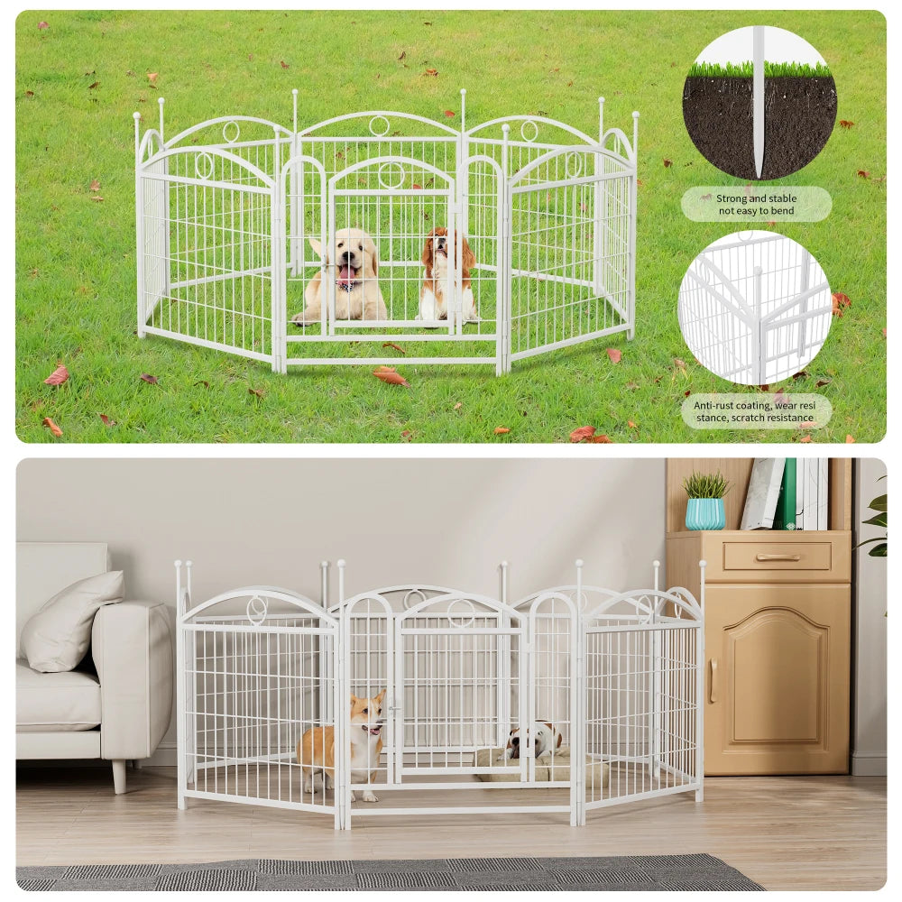 Dog Playpen Indoor 24 Inch 8 Panels Metal Dog Pen Pet Dog Fence Outdoor Exercise Pen with Doors Heavy Duty Dog Fence Puppy Pen