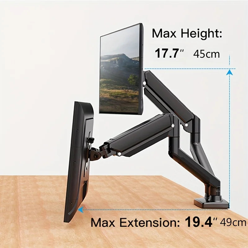 Dual Monitor Desk Mount up to 32 inches Screens Height Adjustable Monitor Stand, Heavy Duty Arm,VESA 75x75mm or 100x100mm, Black