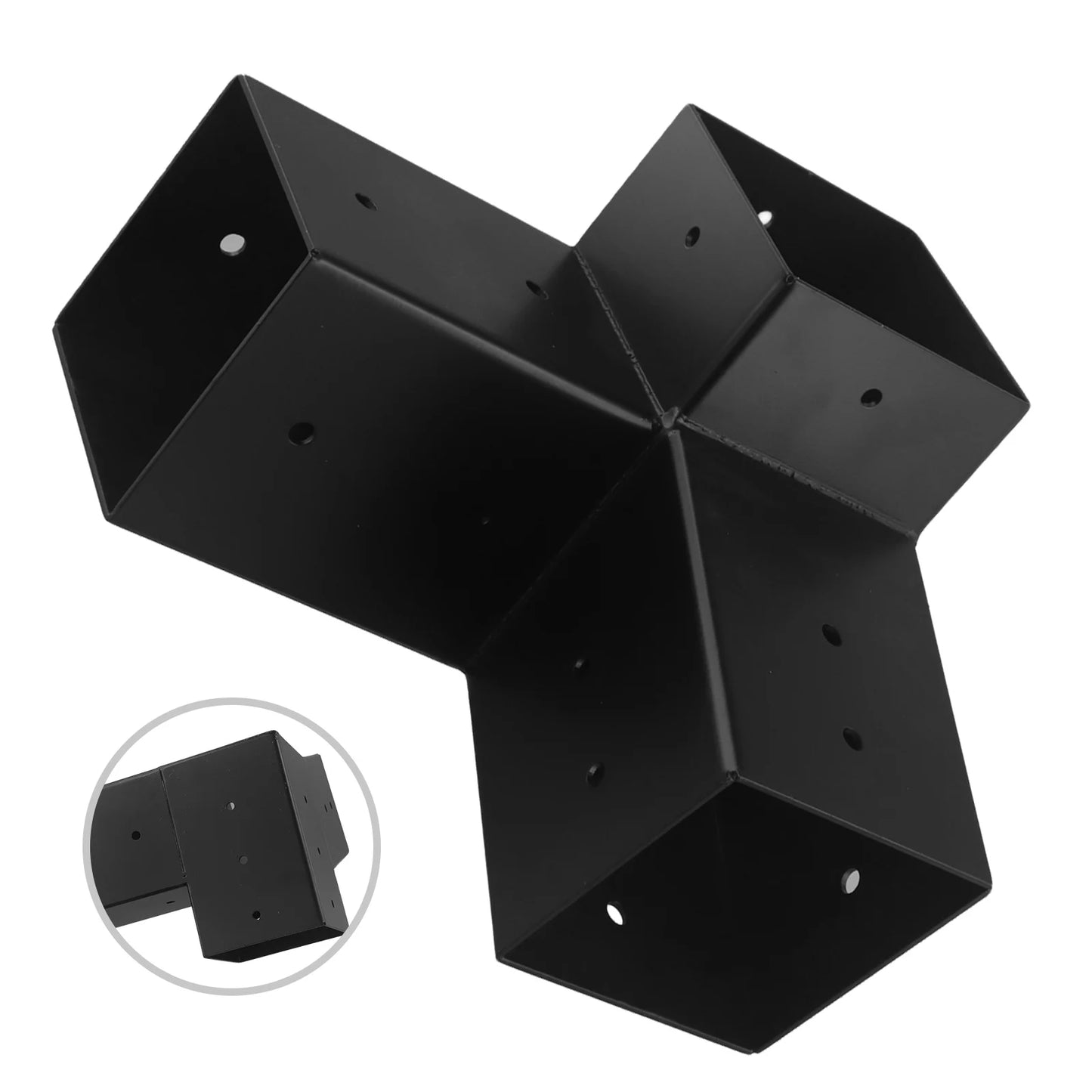 Slanted Roof Pergola Brackets Wall Mount Kit For 4x4 Inch Posts Steel 3-Way Unidirectional With Hardware Black