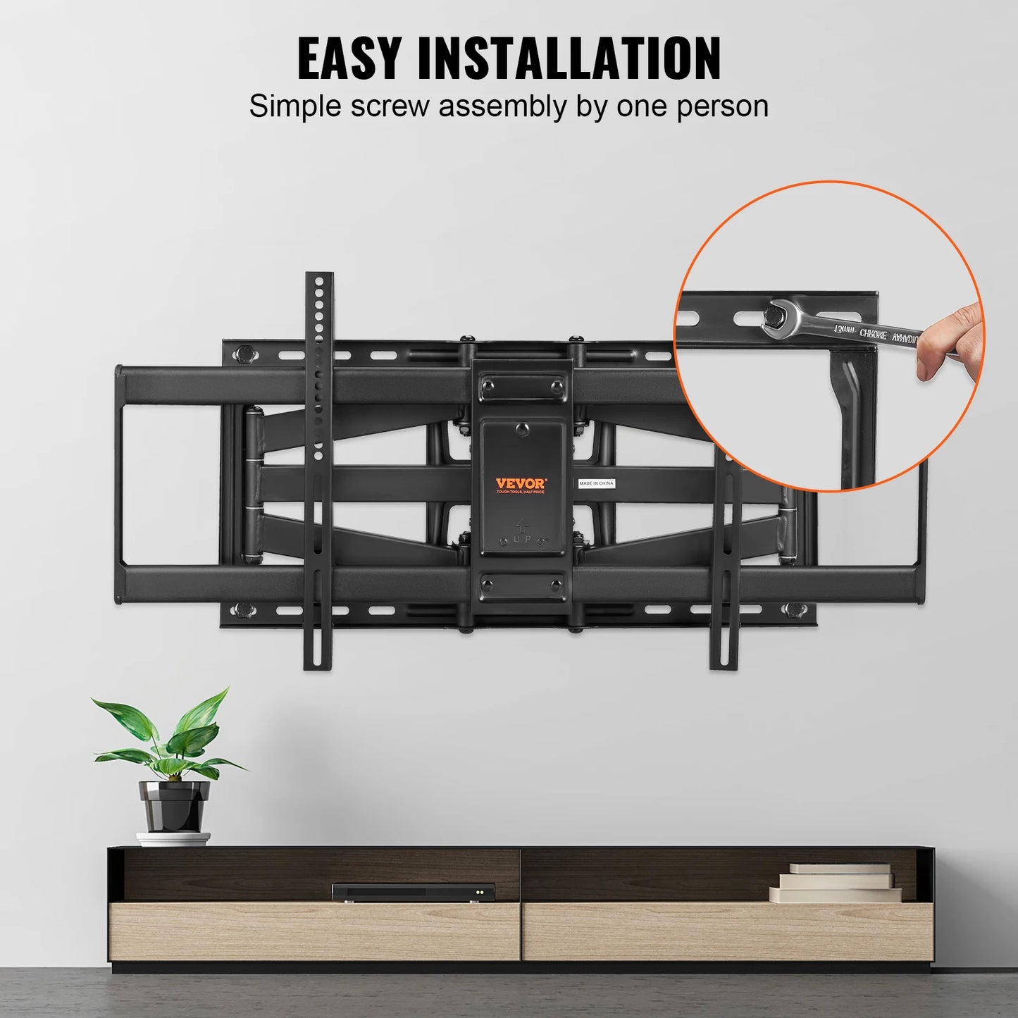 SucceBuy Full Motion TV Mount Fit for 26-90in TVs Swivel Tilt Horizontal Adjustment TV Wall Mount Bracket W/ Articulating Arms