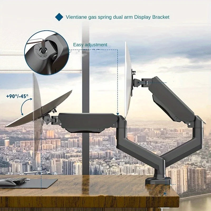 Dual Monitor Desk Mount up to 32 inches Screens Height Adjustable Monitor Stand, Heavy Duty Arm,VESA 75x75mm or 100x100mm, Black