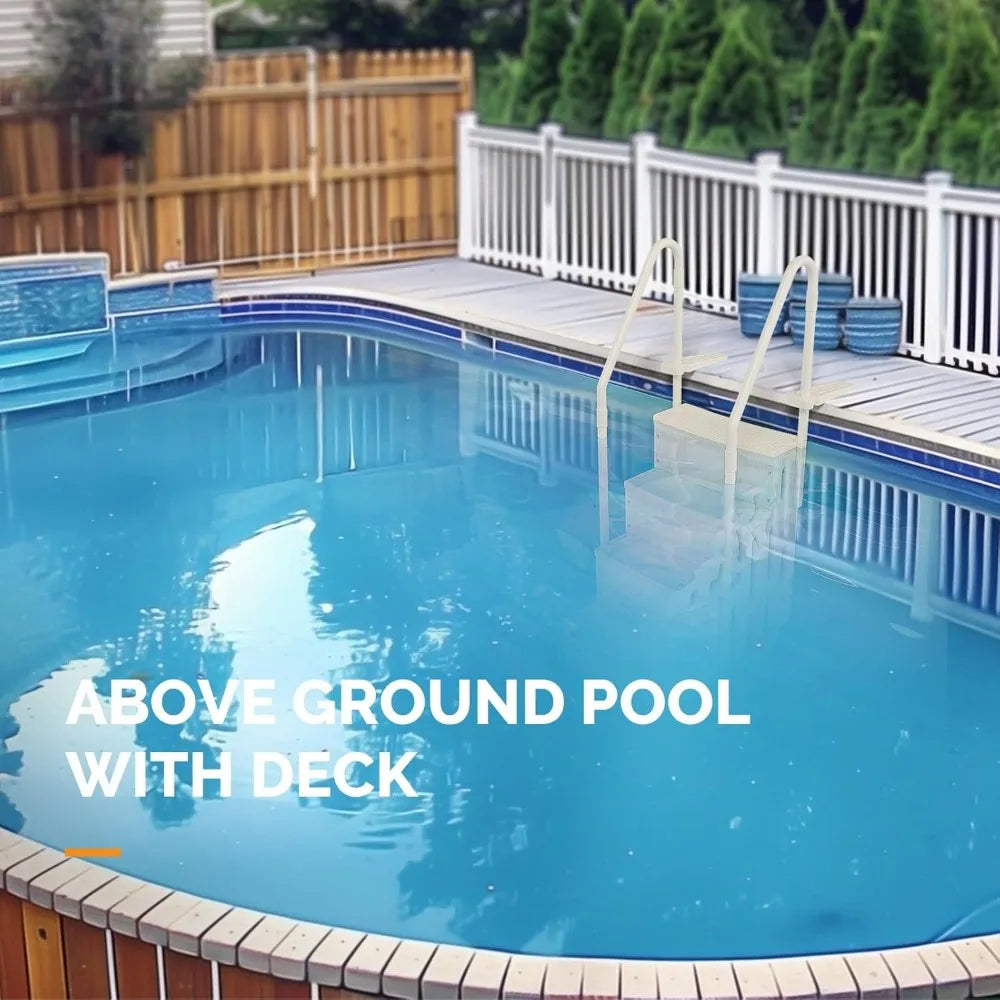 Pool Ladder Heavy-Duty Safety Step for Above Ground Pools Stair Entry System with Handrails, White and Grey (White, 4 Steps)