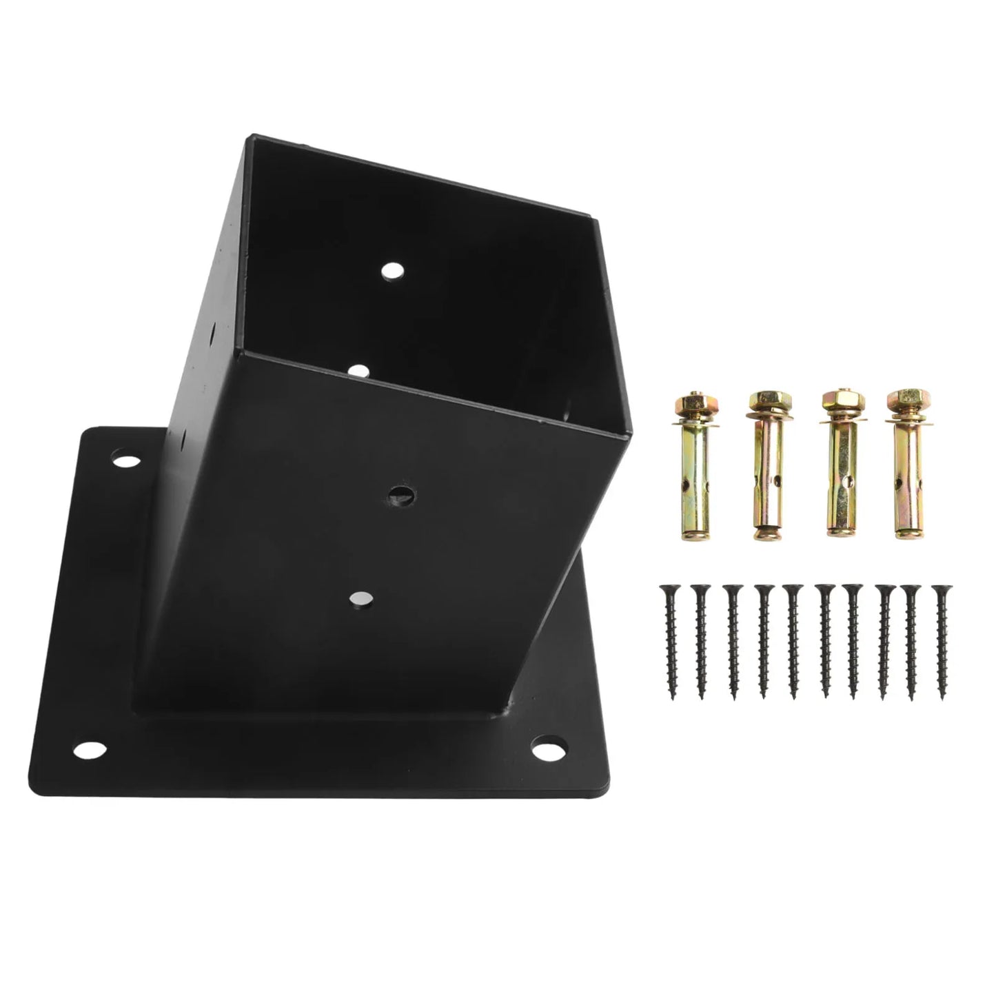 Slanted Roof Pergola Brackets Wall Mount Kit For 4x4 Inch Posts Steel 3-Way Unidirectional With Hardware Black